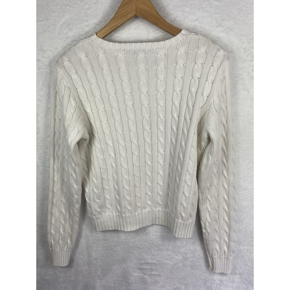 Ralph Lauren Sport 100% Cotton Swater Women’s XL White Cableknit Preppy Heritage - Picture 8 of 10